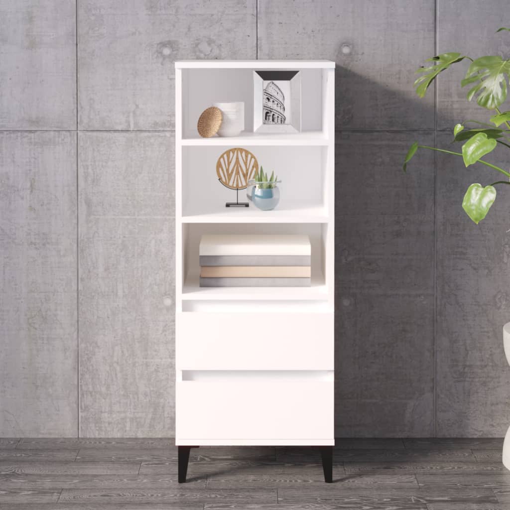 Chest of drawers, white, 40x36x110cm, engineered wood