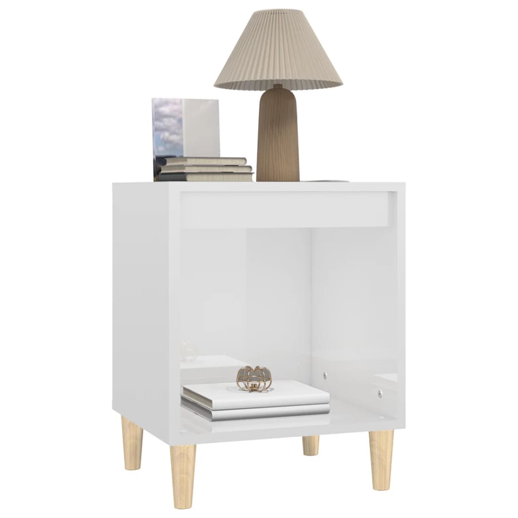 Nightstand, white, 40x35x50cm, engineered wood, high-gloss