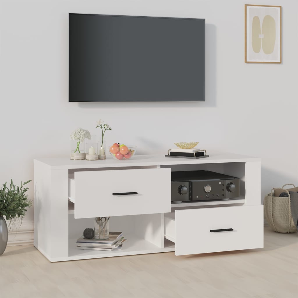 Televizora skapītis, balts, 100x35x40cm, koka