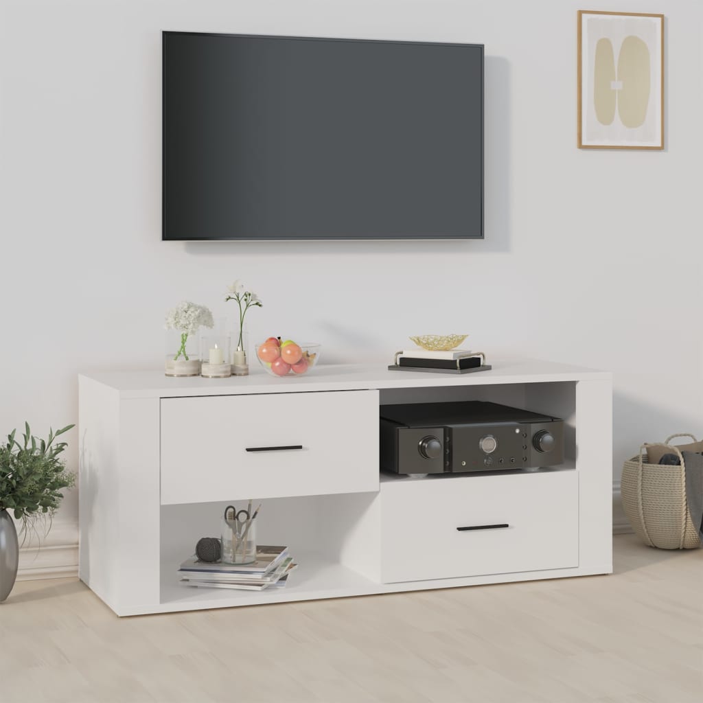 Televizora skapītis, balts, 100x35x40cm, koka