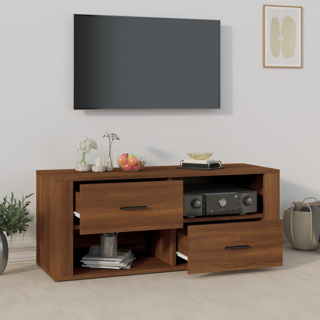 TV cabinet, brown oak, 100x35x40cm, wood