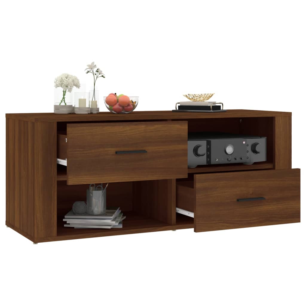 TV cabinet, brown oak, 100x35x40cm, wood