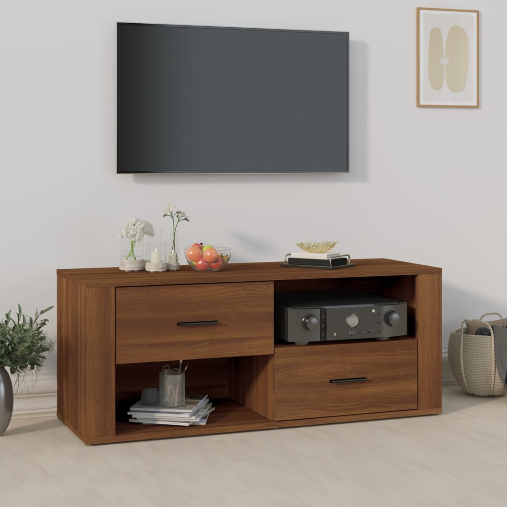 TV cabinet, brown oak, 100x35x40cm, wood