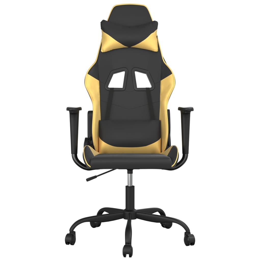 Žaidimų kėdė, juodos ir auksinės spalvos, dirbtinė oda (314364)