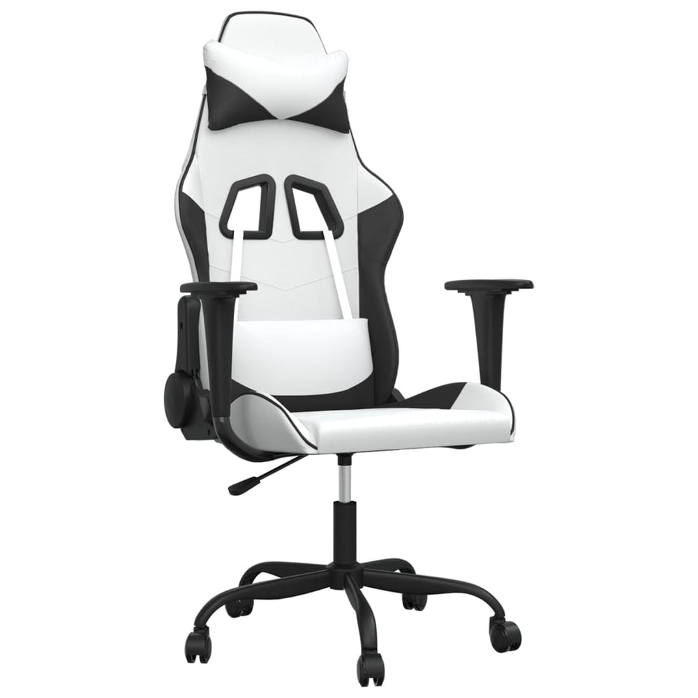 Žaidimų kėdė, baltos ir juodos spalvos, dirbtinė oda (314365)