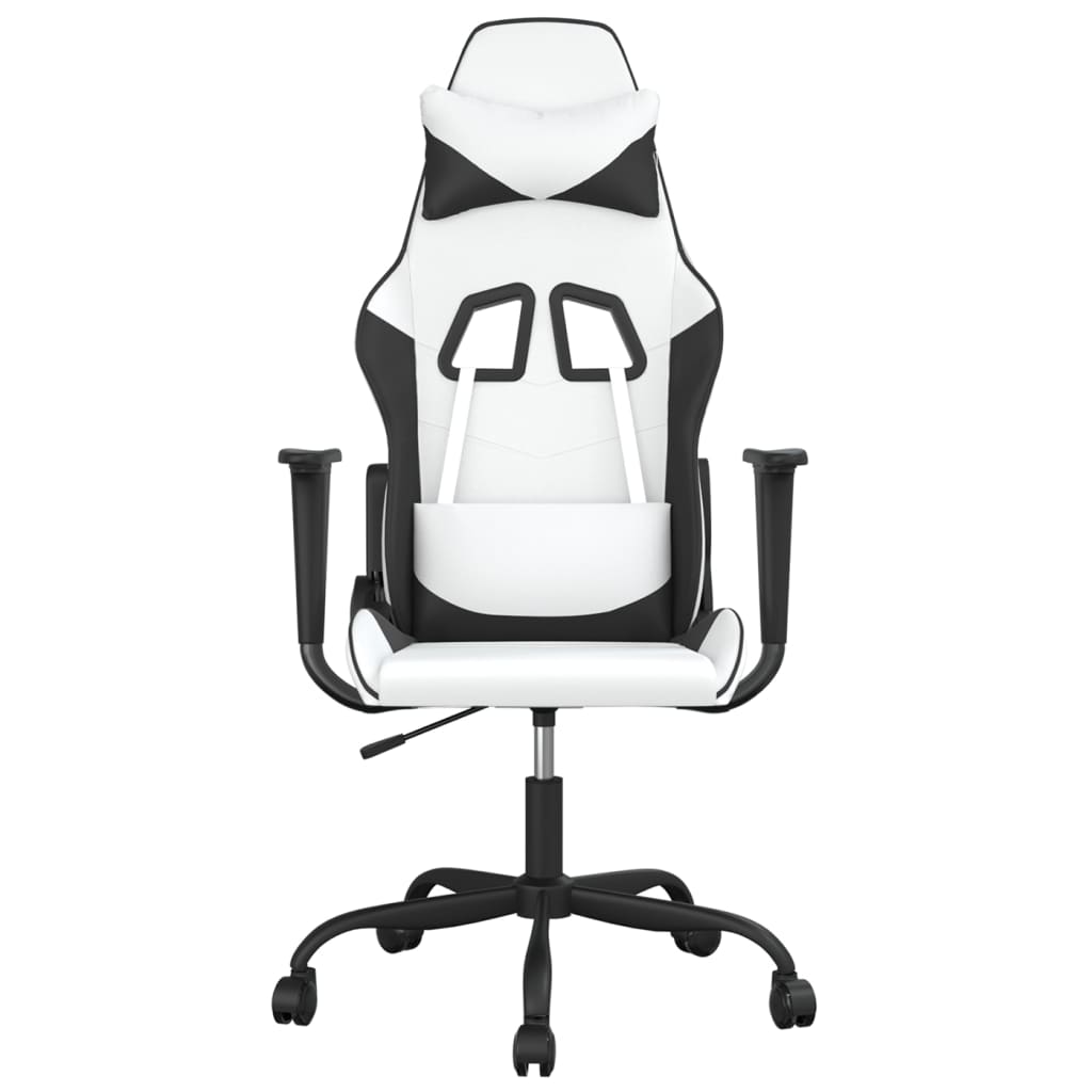 Žaidimų kėdė, baltos ir juodos spalvos, dirbtinė oda (314365)