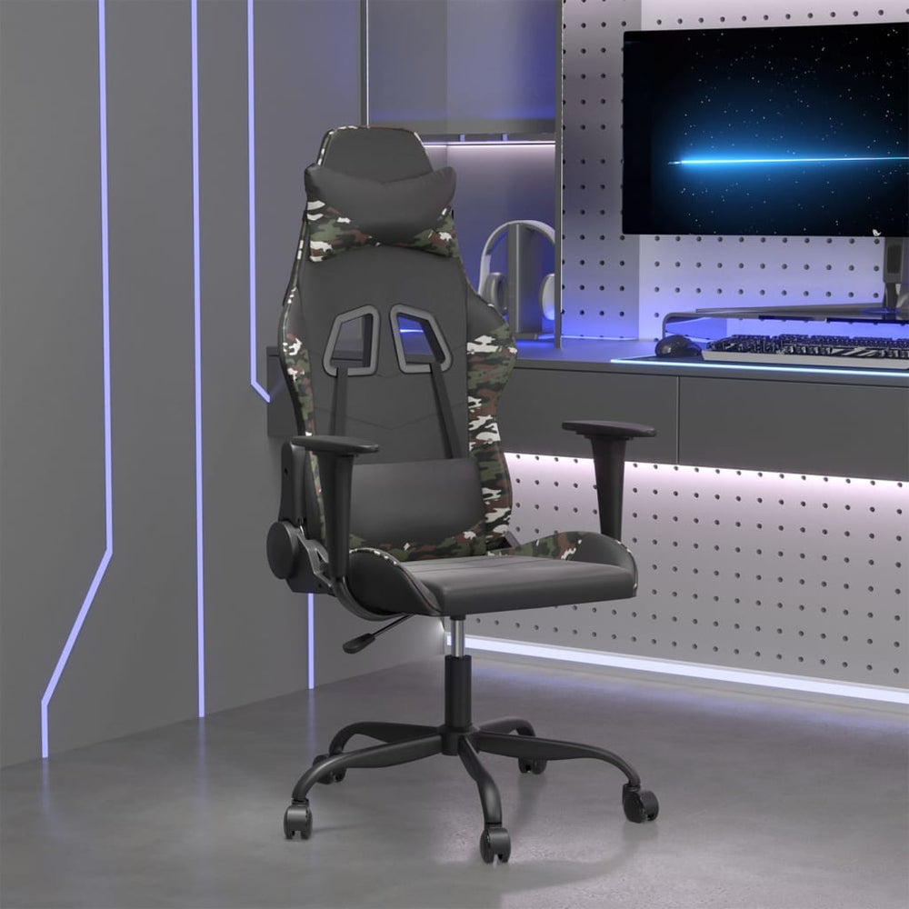 Žaidimų kėdė, juodos ir kamufliažinės spalvos, dirbtinė oda (314365)