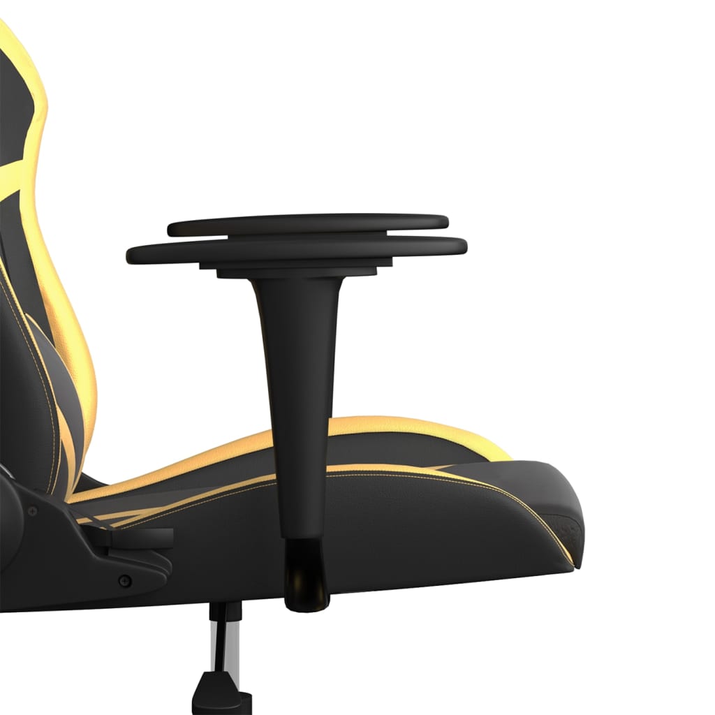 Žaidimų kėdė, juodos ir auksinės spalvos, dirbtinė oda