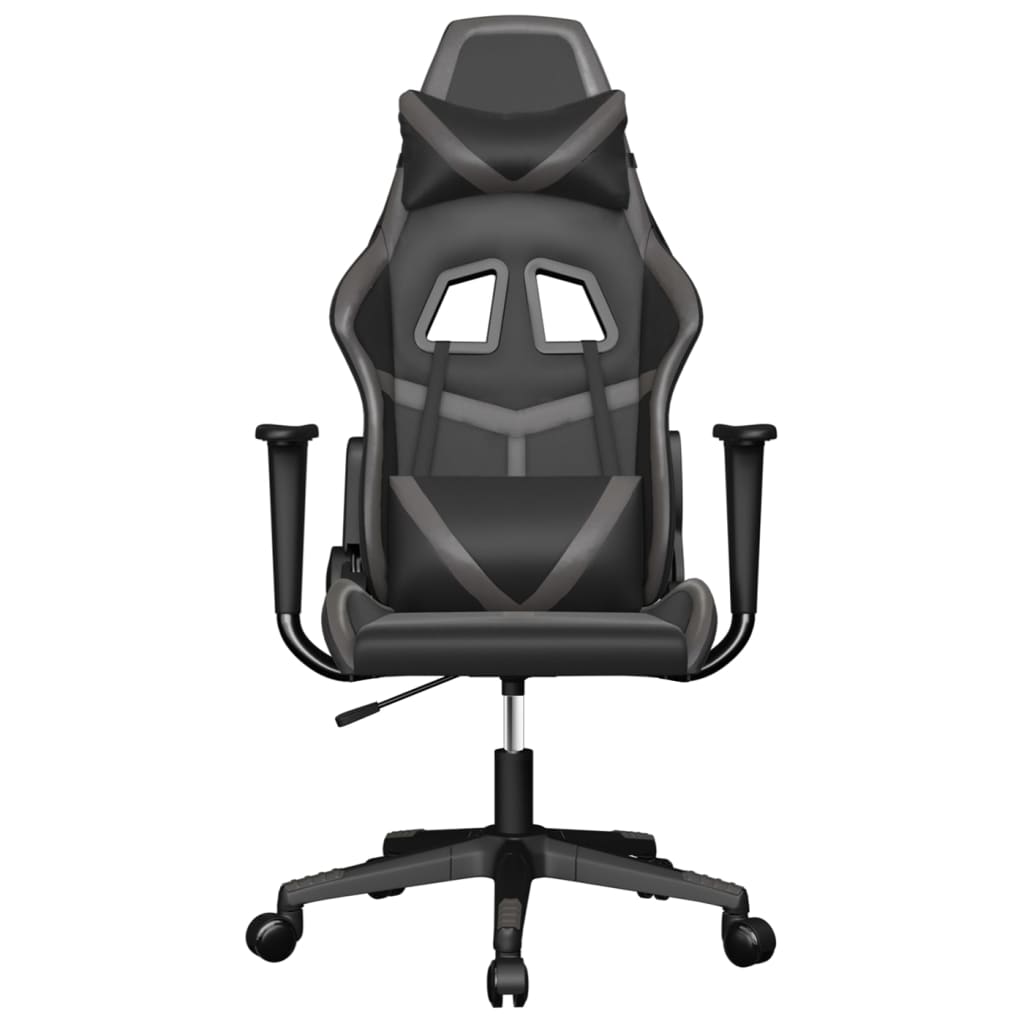 Žaidimų kėdė, juodos ir pilkos spalvos, dirbtinė oda