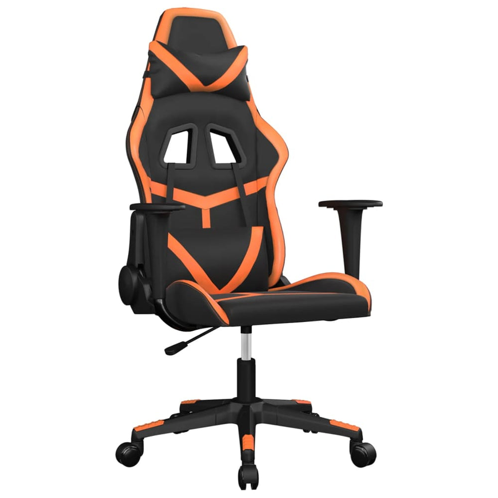 Žaidimų kėdė, juodos ir oranžinės spalvos, dirbtinė oda