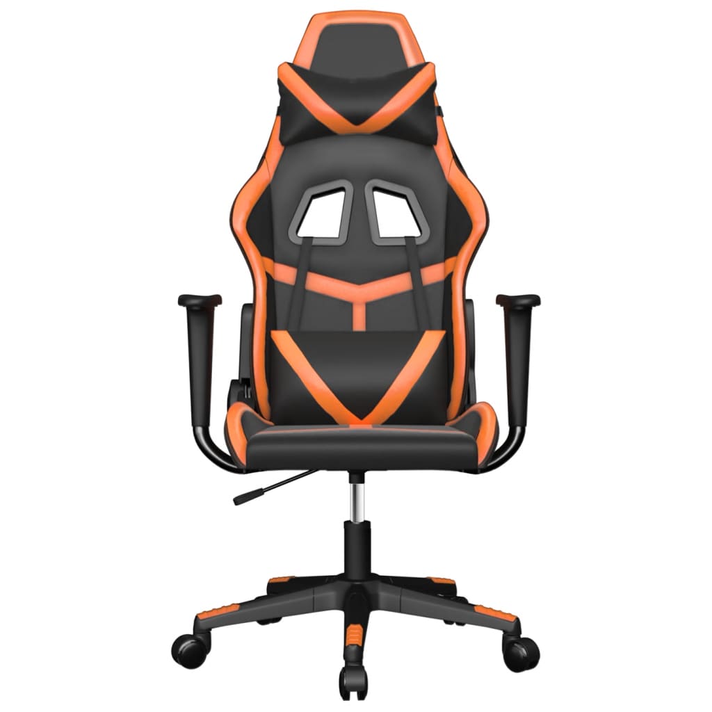 Žaidimų kėdė, juodos ir oranžinės spalvos, dirbtinė oda