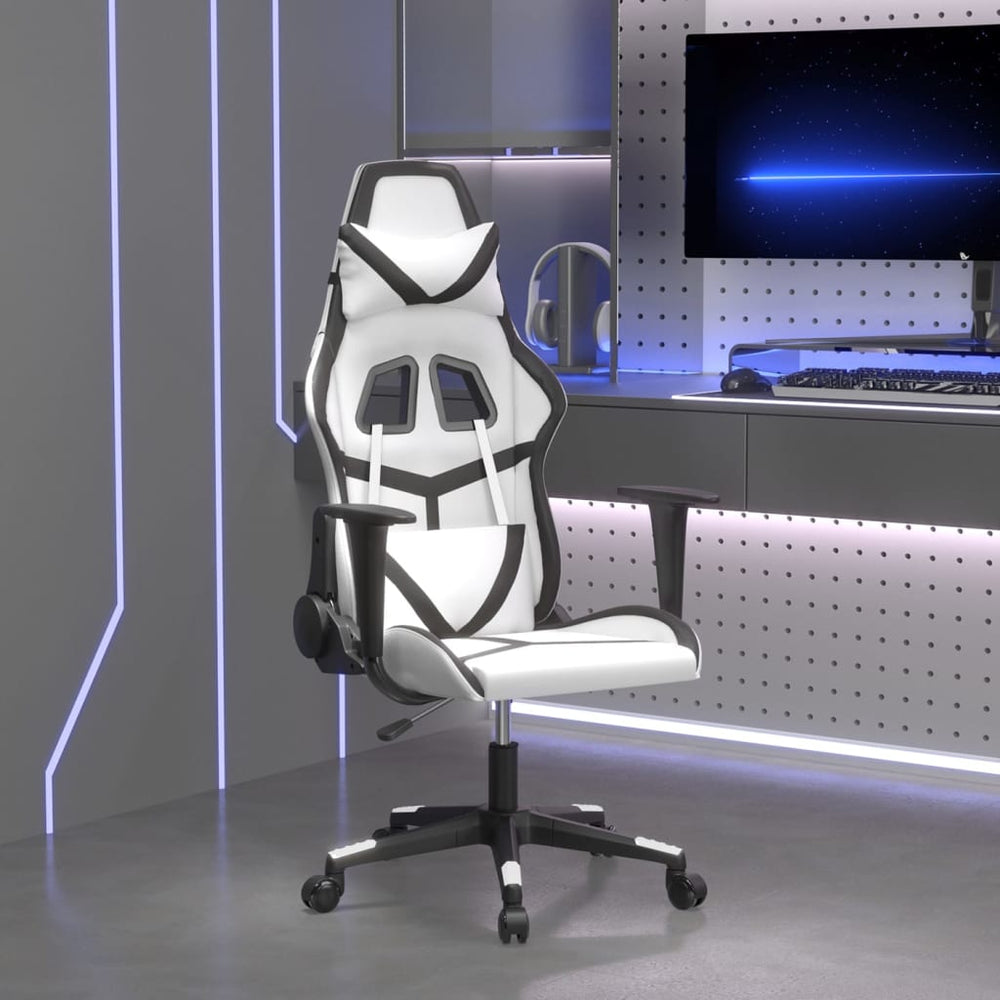 Žaidimų kėdė, baltos ir juodos spalvos, dirbtinė oda (314367)