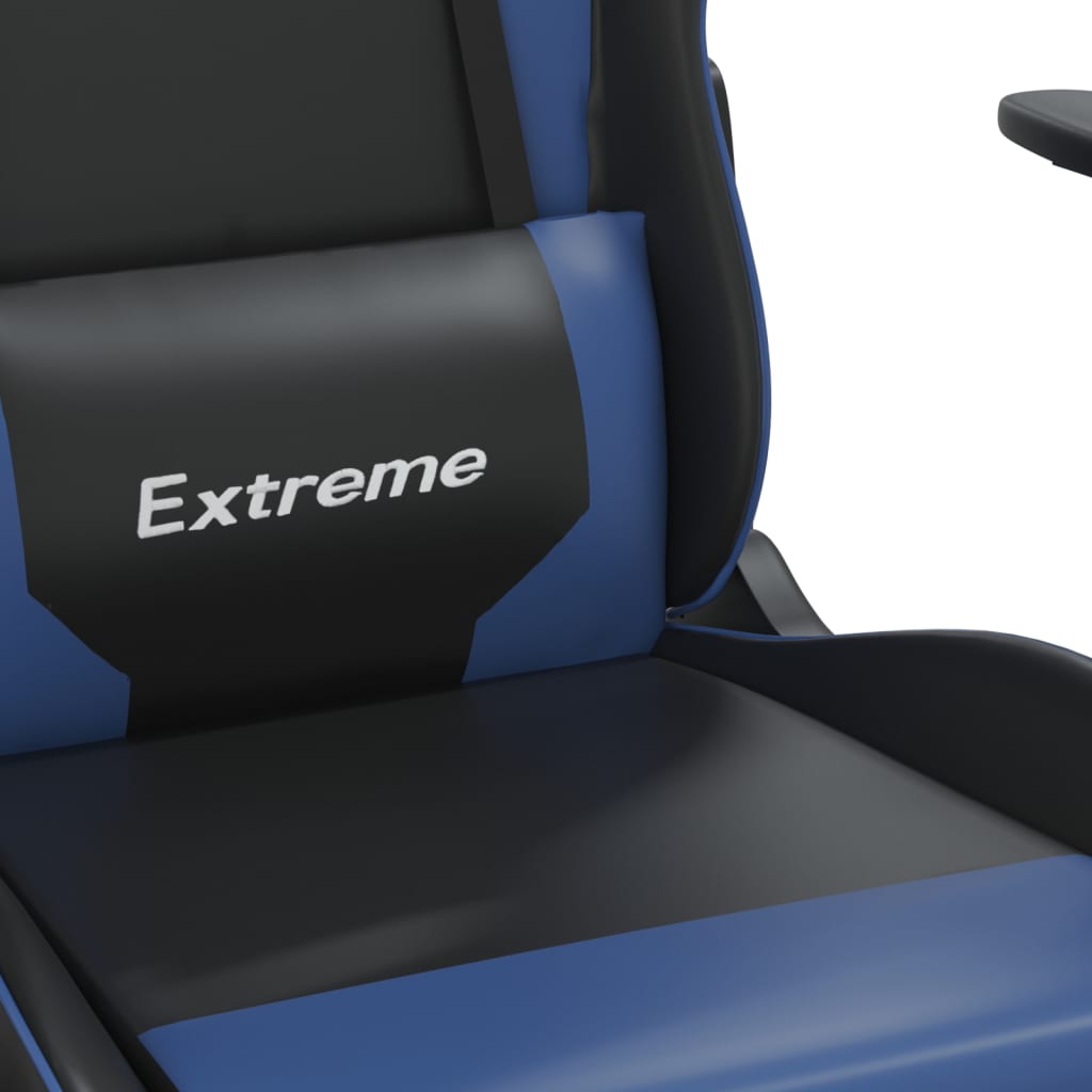 Žaidimų kėdė, juodos ir mėlynos spalvos, dirbtinė oda