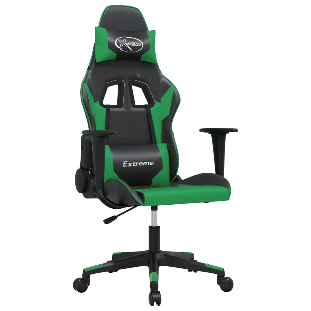 Žaidimų kėdė, juodos ir žalios spalvos, dirbtinė oda (314369)