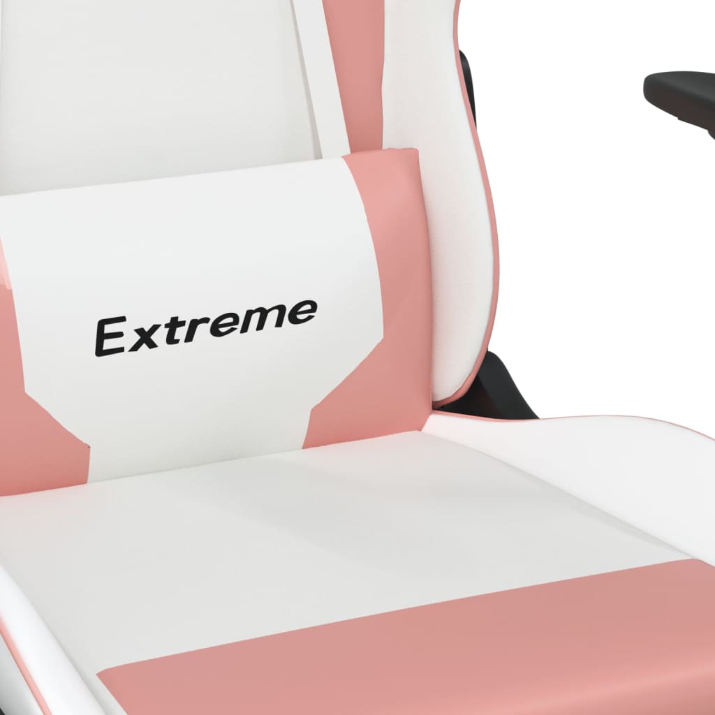 Žaidimų kėdė, baltos ir rožinės spalvos, dirbtinė oda