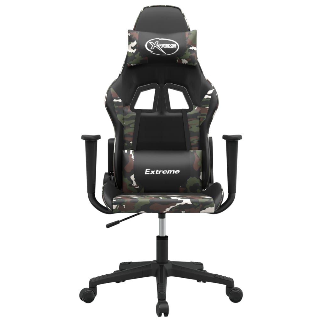 Žaidimų kėdė, juodos ir kamufliažinės spalvos, dirbtinė oda (314369)