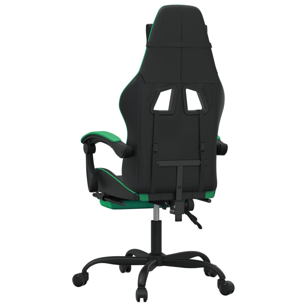 Žaidimų kėdė su pakoja, juoda ir žalia, dirbtinė oda