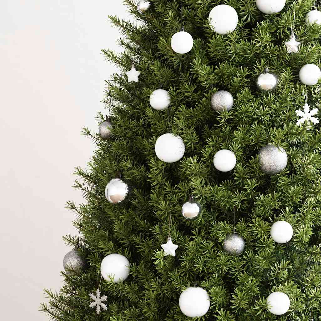 Christmas baubles, 111 pcs, white/grey, polystyrene