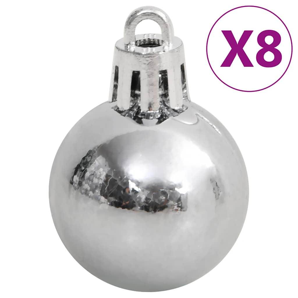 Christmas baubles, 111 pcs, white/grey, polystyrene