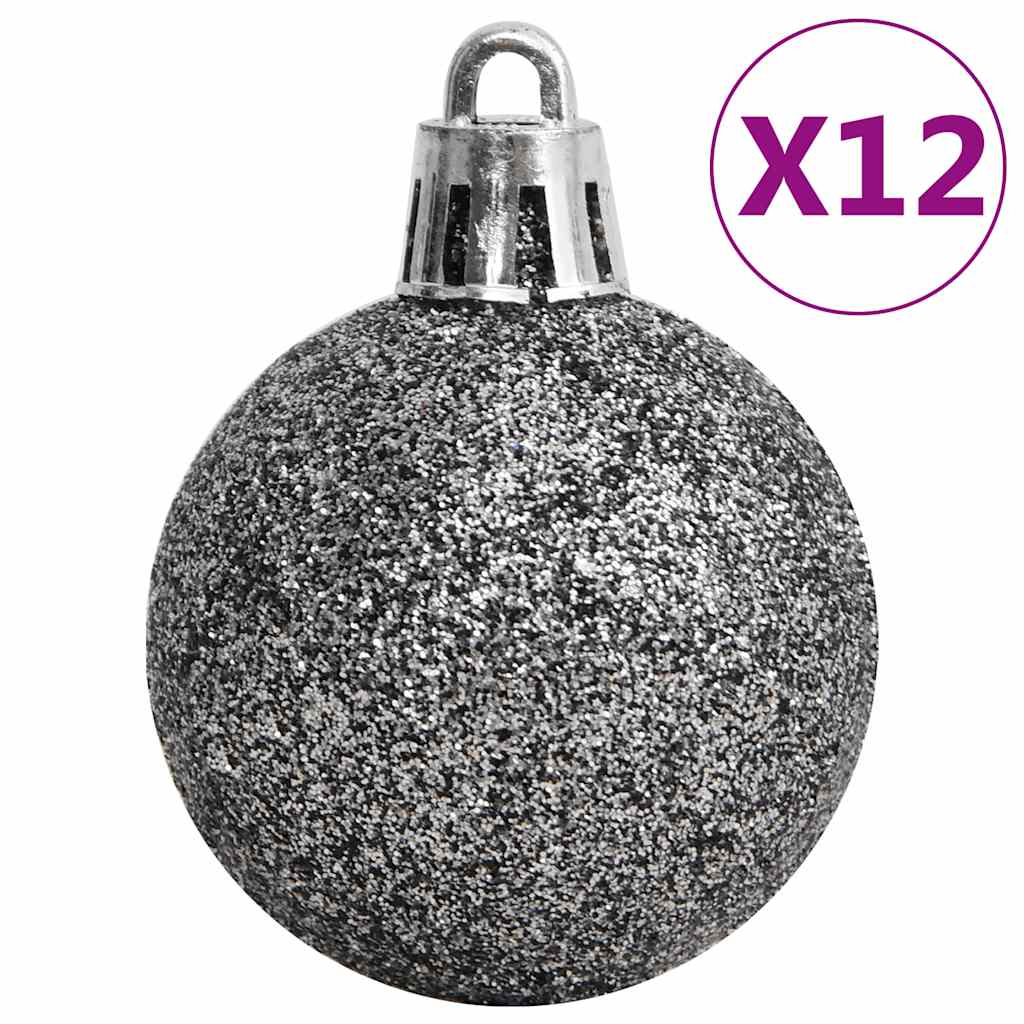 Christmas baubles, 111 pcs, white/grey, polystyrene