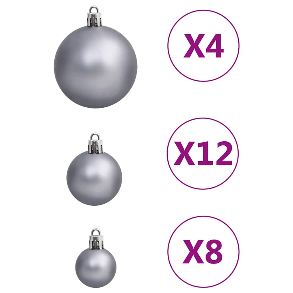 Christmas baubles, 111 pcs, white/grey, polystyrene