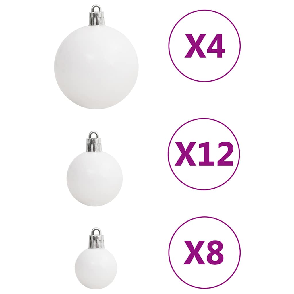Christmas baubles, 111 pcs, white/grey, polystyrene