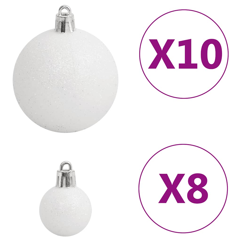 Christmas baubles, 111 pcs, white/grey, polystyrene