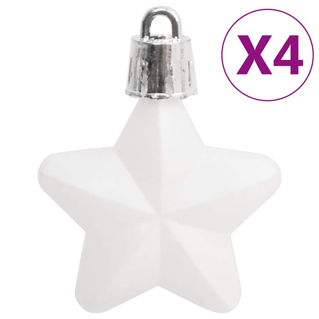 Christmas baubles, 111 pcs, white/grey, polystyrene