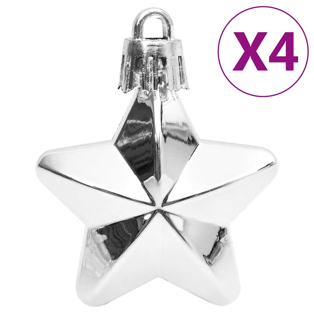 Christmas baubles, 111 pcs, white/grey, polystyrene
