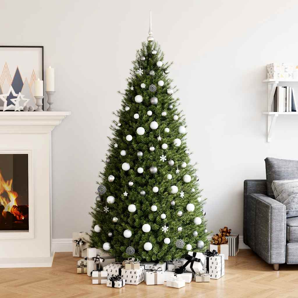 Christmas baubles, 111 pcs, white/grey, polystyrene