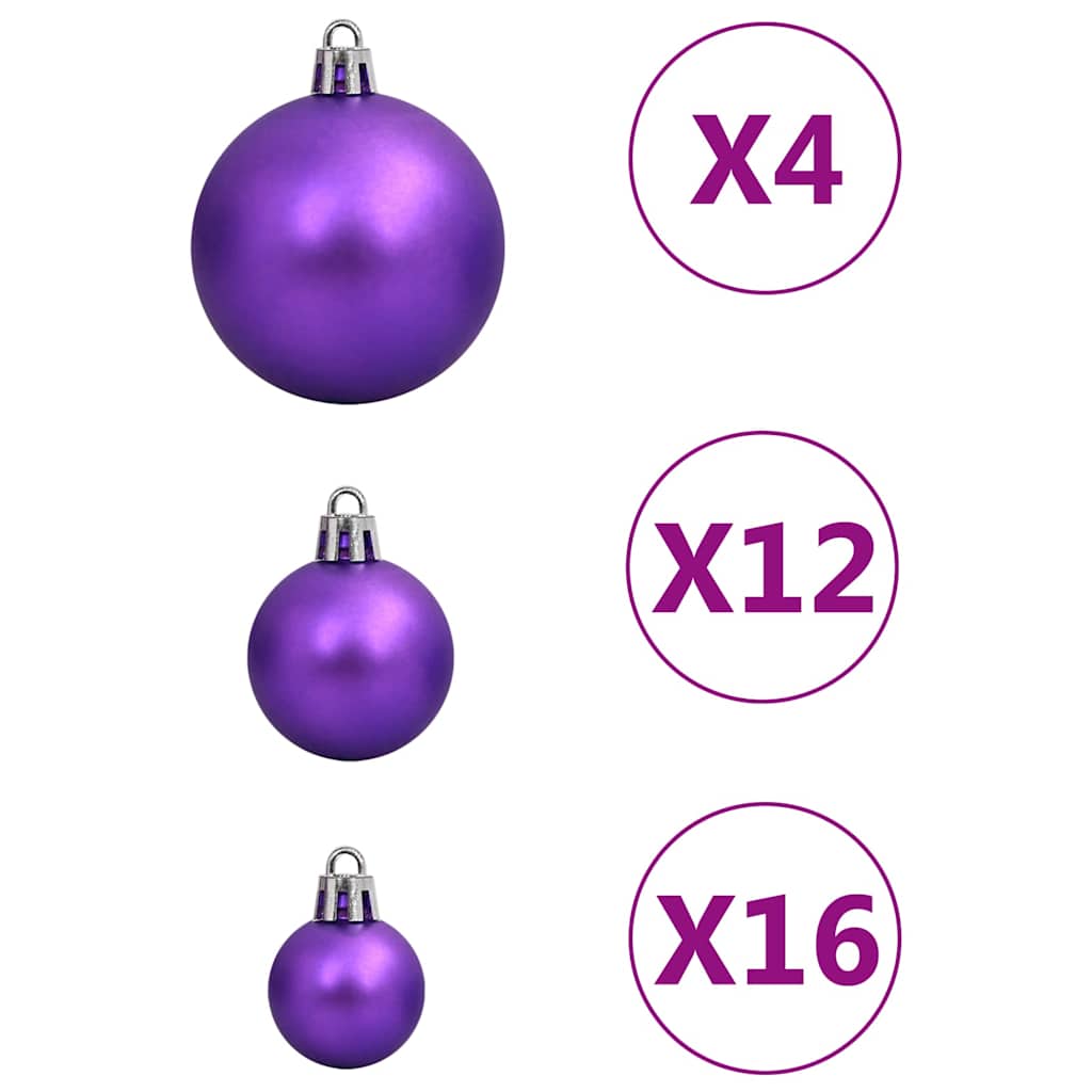 Kalėdinių žaisliukų rinkinys, 111vnt., violetinis, polistirenas