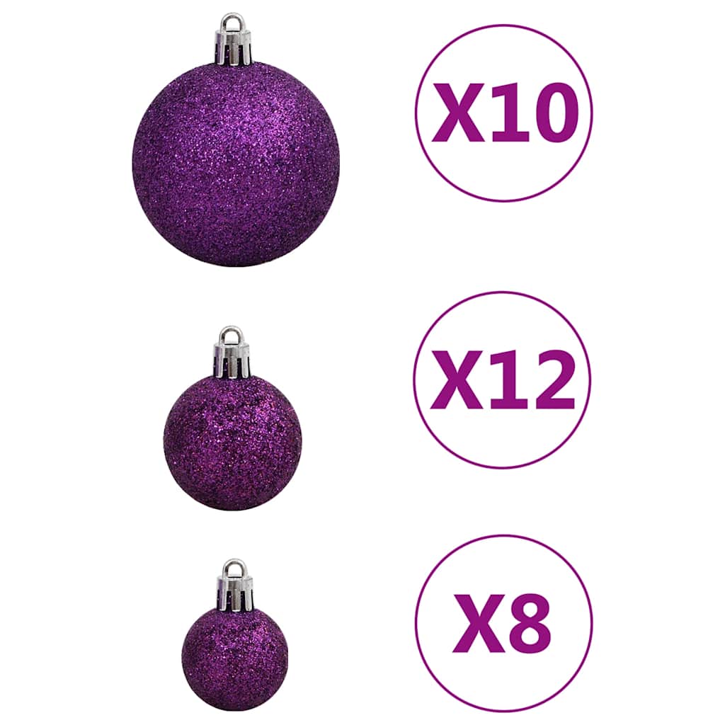 Kalėdinių žaisliukų rinkinys, 111vnt., violetinis, polistirenas