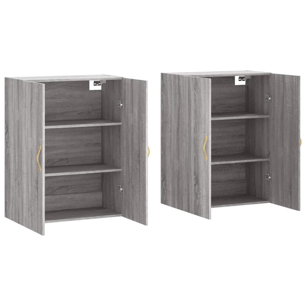 Prie sienos montuojamos spintelės, 2vnt., pilkos, 69,5x34x90cm