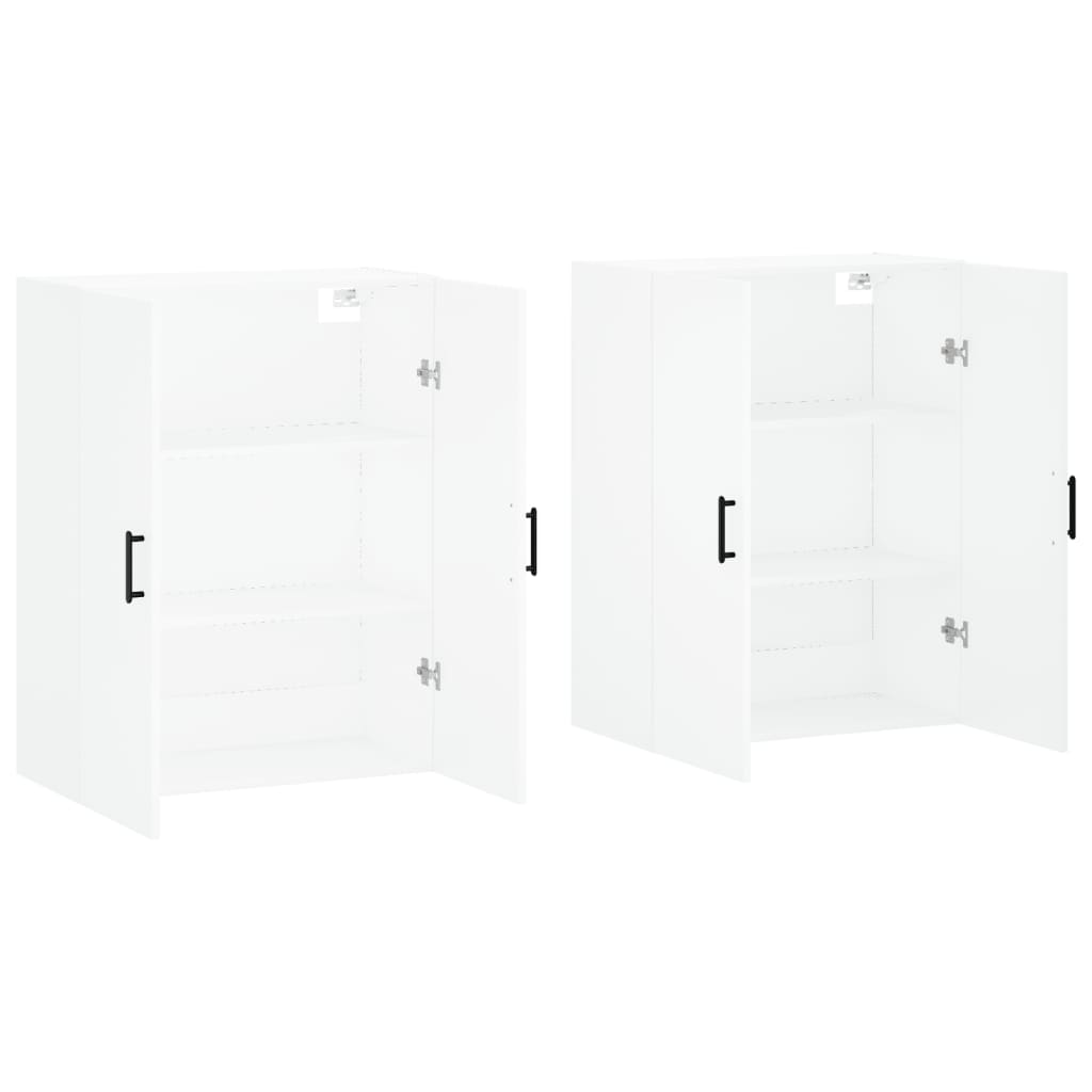 Prie sienos montuojamos spintelės, 2vnt., baltos, 69,5x34x90cm