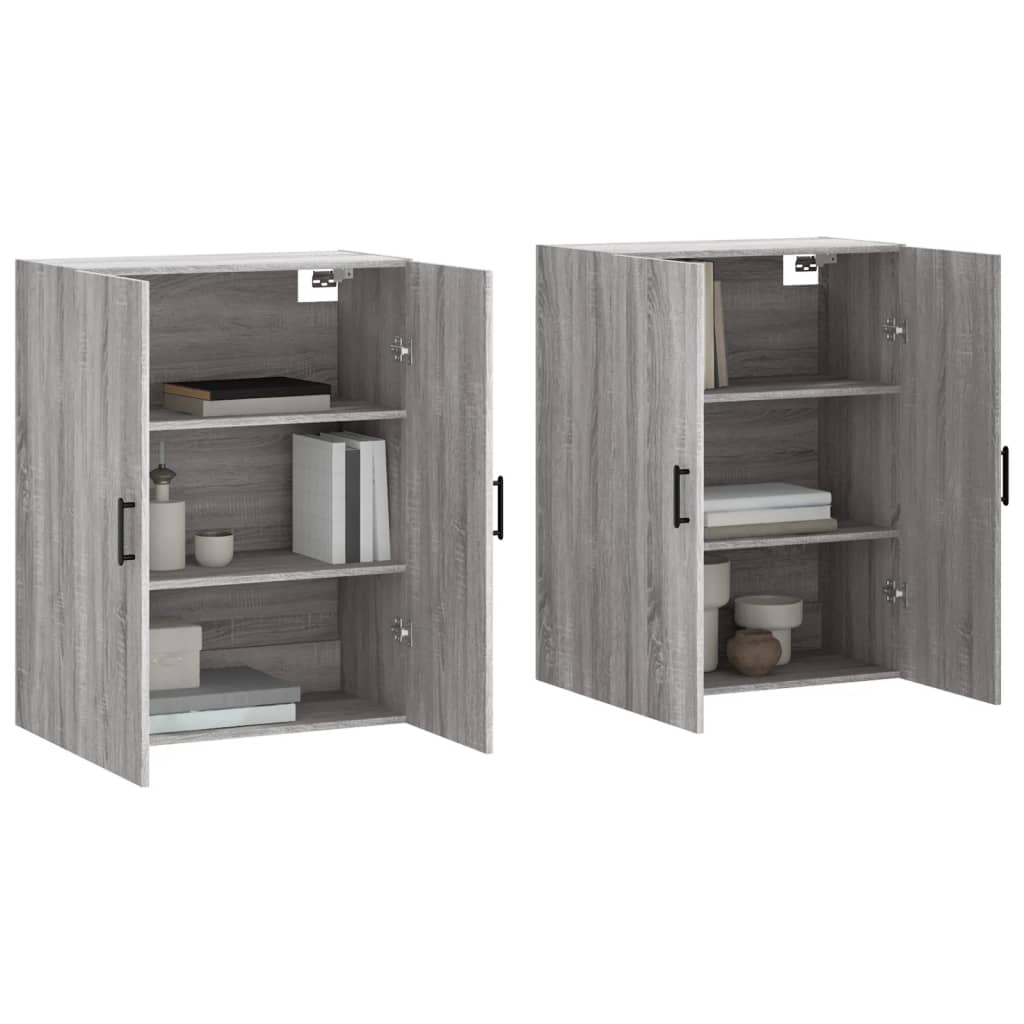 Wall-mounted cabinets, 2 pcs, grey, 69.5x34x90cm