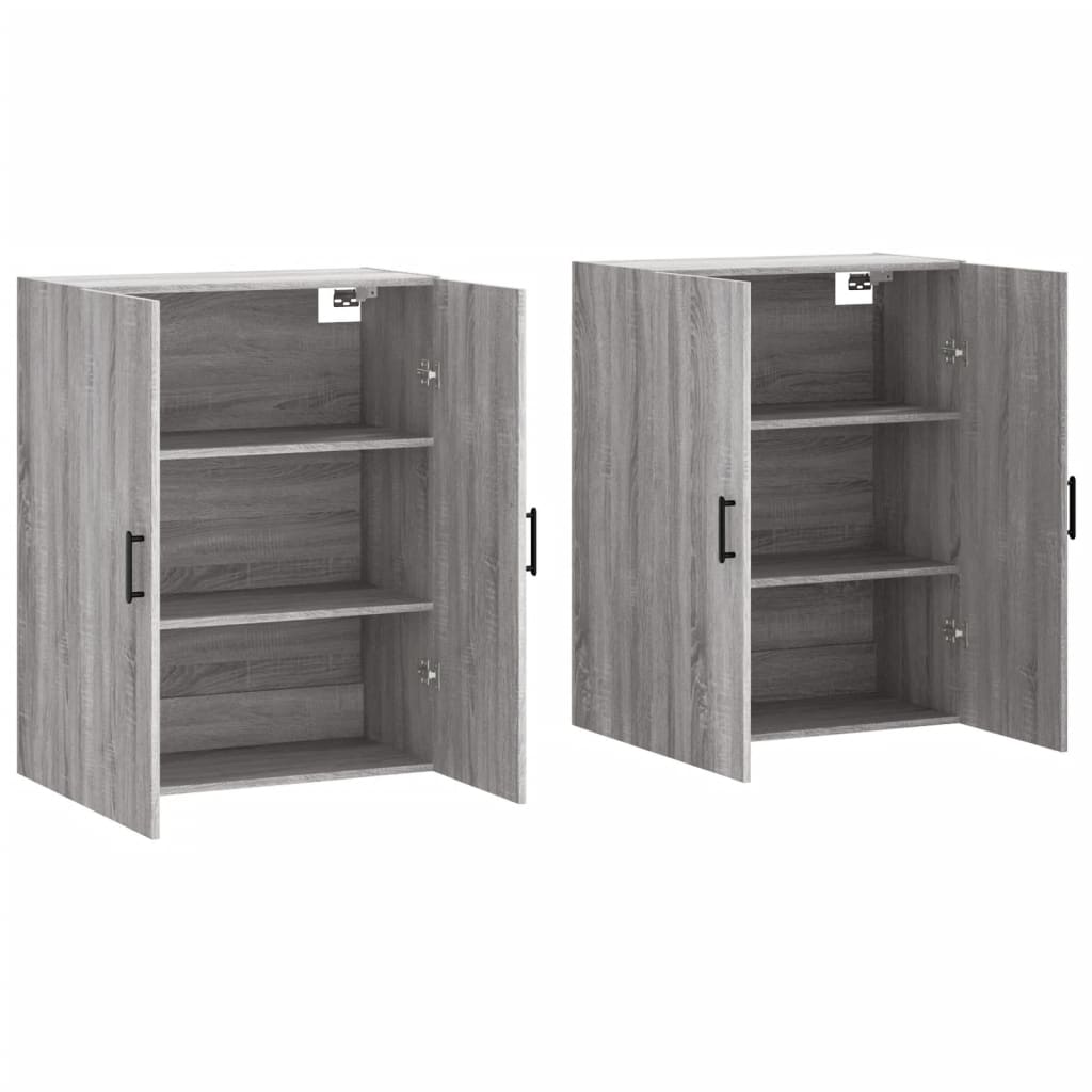 Wall-mounted cabinets, 2 pcs, grey, 69.5x34x90cm