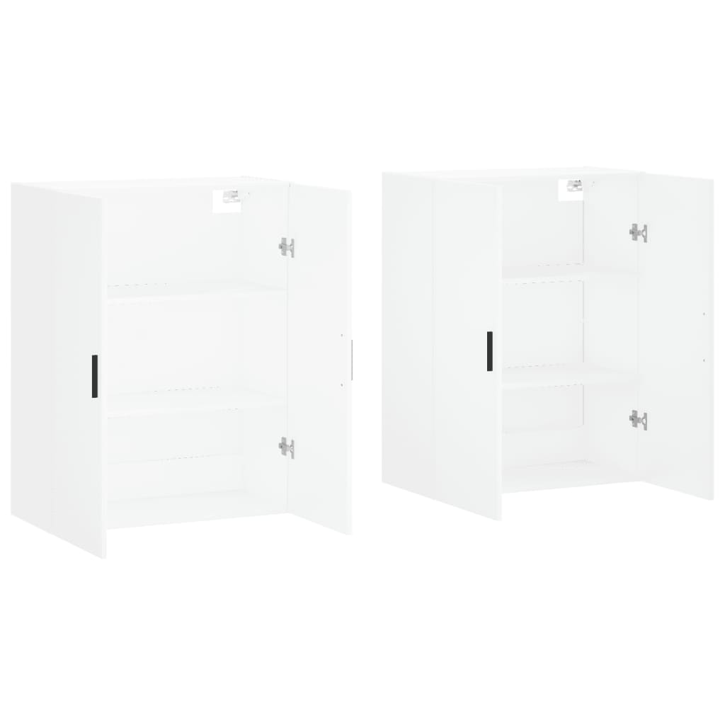 Prie sienos montuojamos spintelės, 2vnt., baltos, 69,5x34x90cm