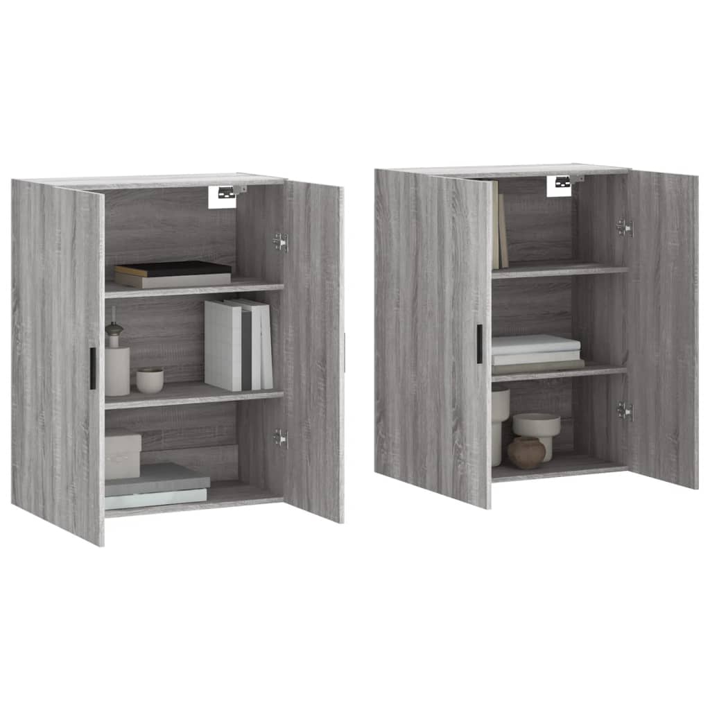 Wall-mounted cabinets, 2 pcs, grey, 69.5x34x90cm