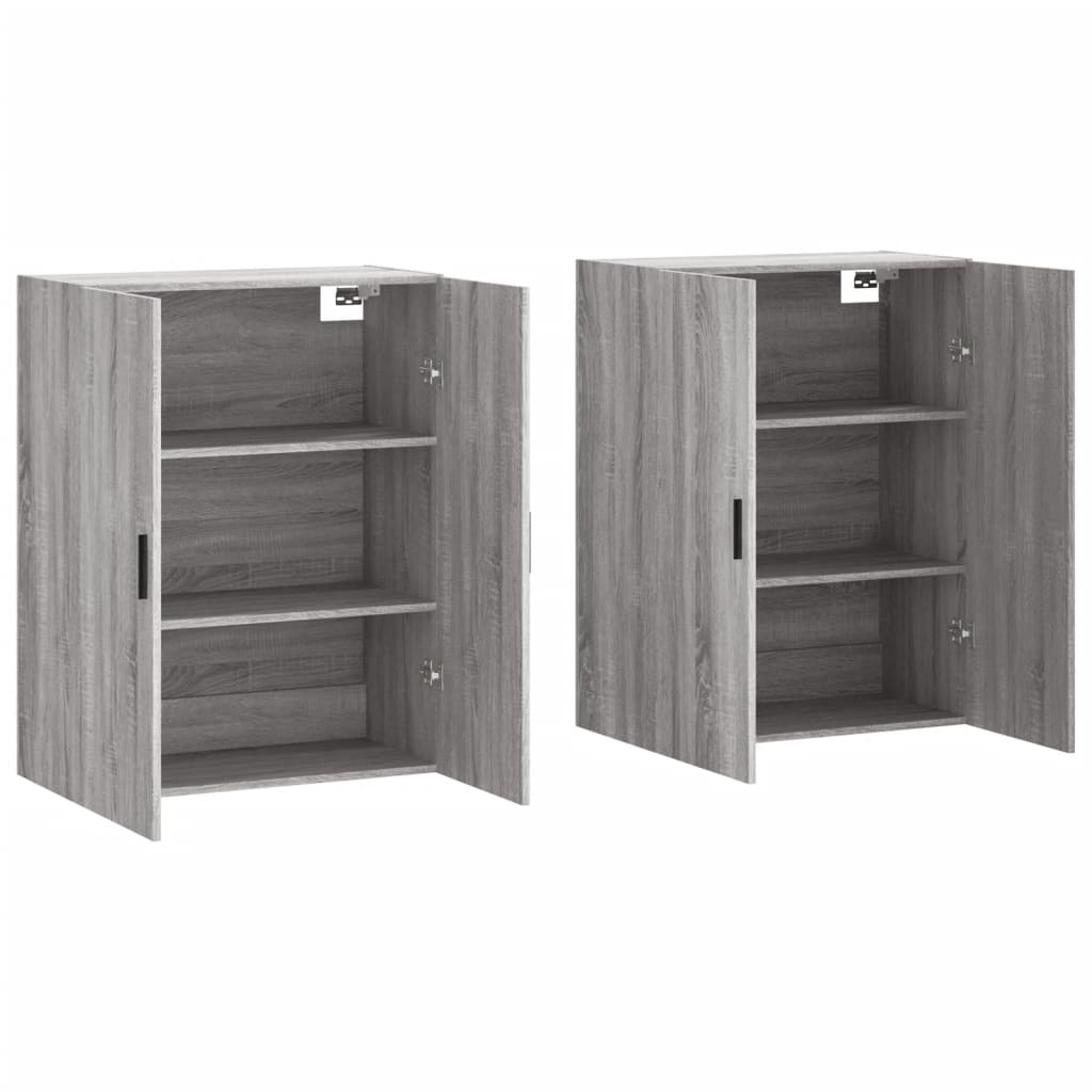 Wall-mounted cabinets, 2 pcs, grey, 69.5x34x90cm