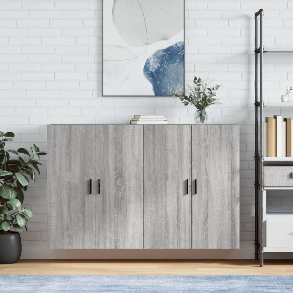 Wall-mounted cabinets, 2 pcs, grey, 69.5x34x90cm