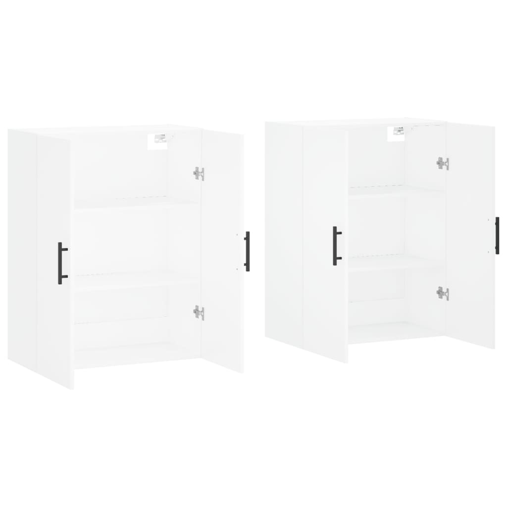 Prie sienos montuojamos spintelės, 2vnt., baltos, 69,5x34x90cm