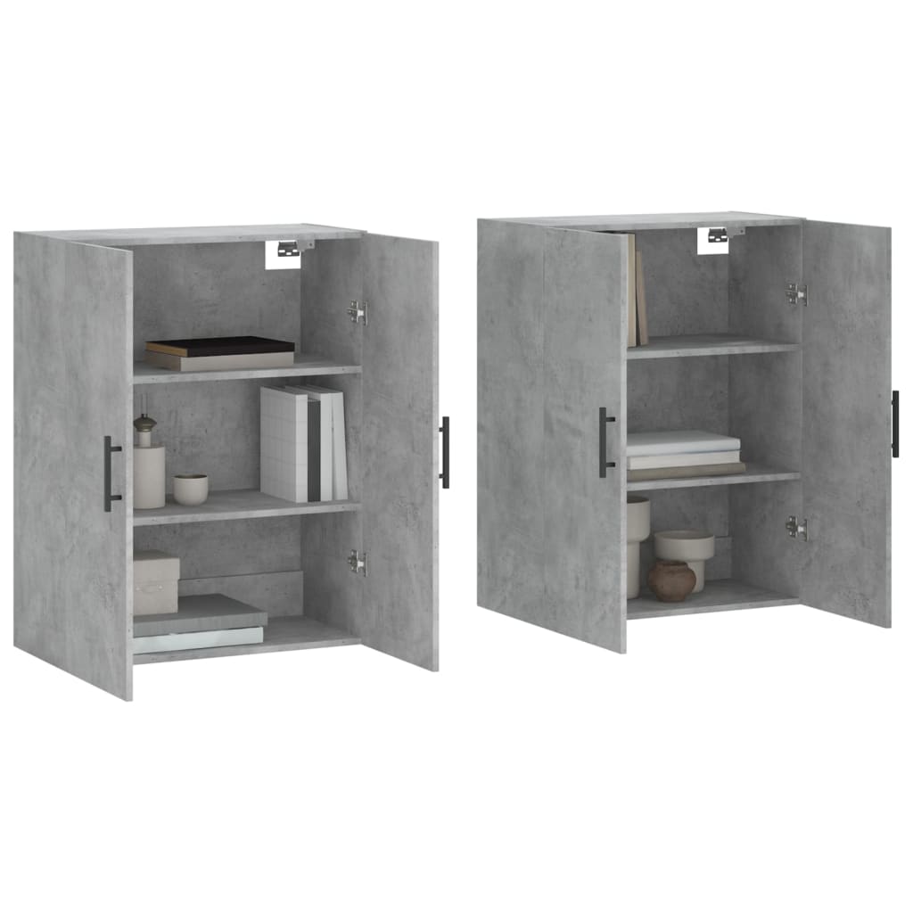 Wall-mounted cabinets, 2 pcs., concrete, 69.5x34x90cm