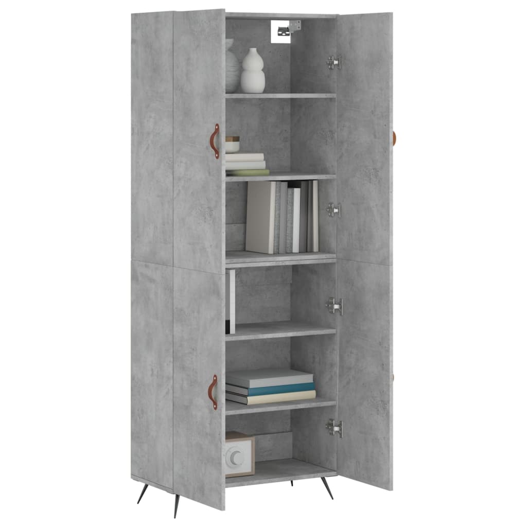 Chest of drawers, concrete grey, 69.5x34x180cm, engineered wood