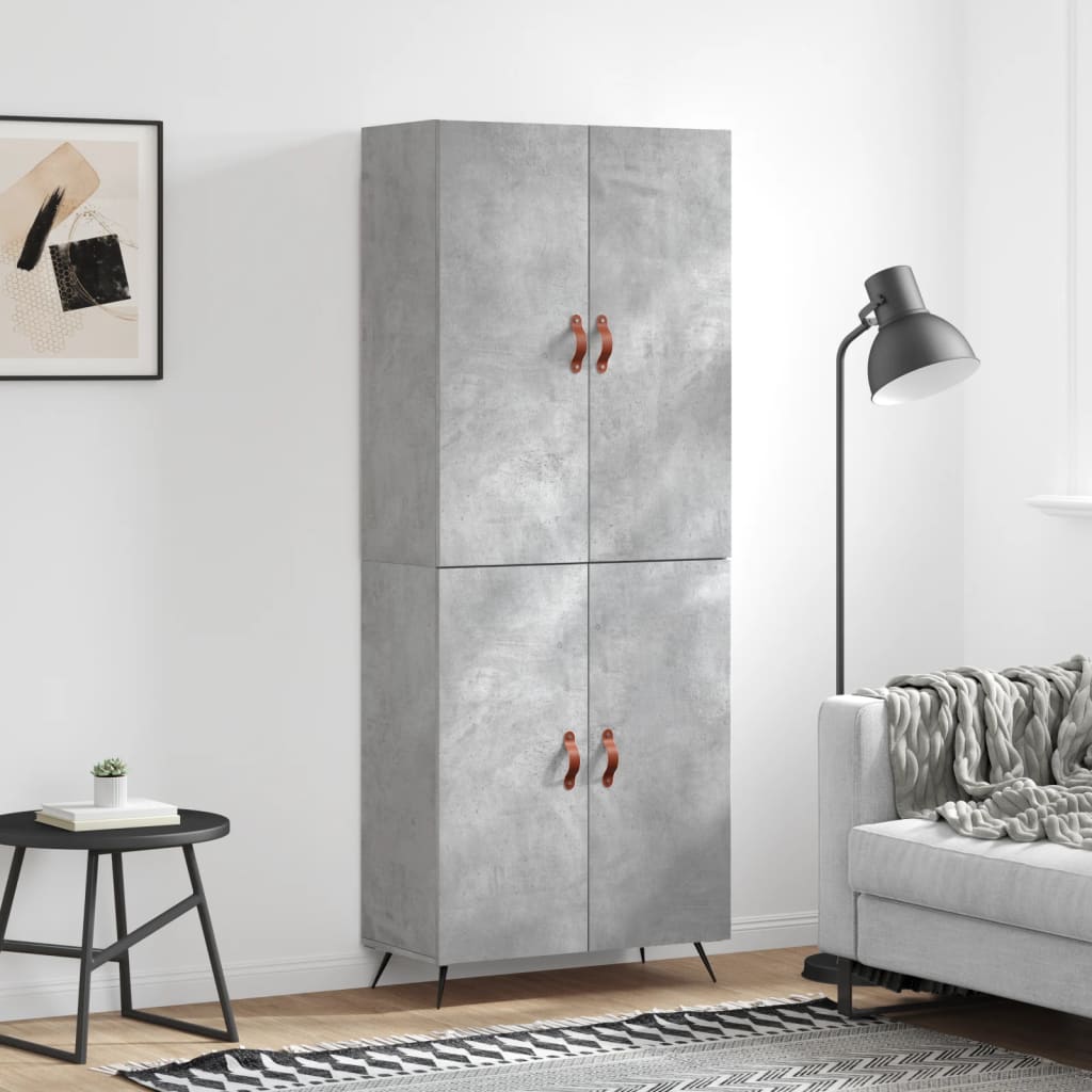 Chest of drawers, concrete grey, 69.5x34x180cm, engineered wood