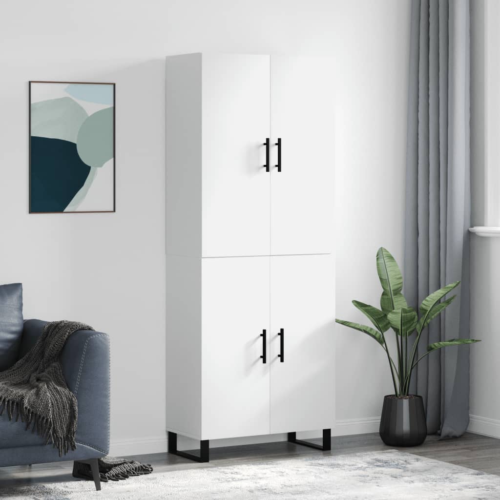 Chest of drawers, white, 69.5x34x180cm, engineered wood