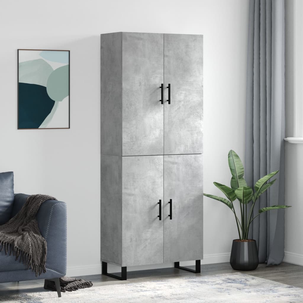 Kumode, betona pelēka krāsa, 69,5x34x180 cm, apstrādāta koksne
