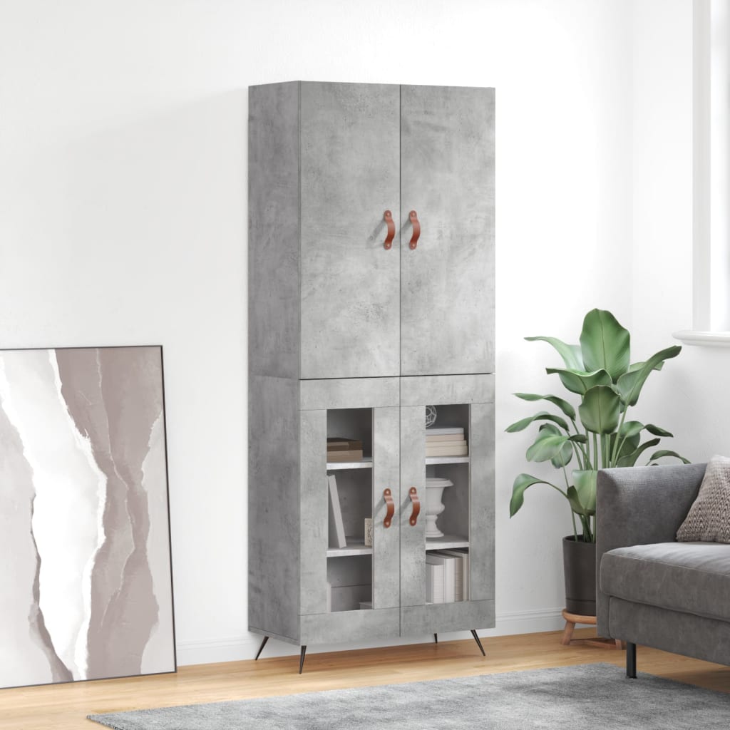 Kumode, betona pelēka krāsa, 69,5x34x180 cm, apstrādāta koksne