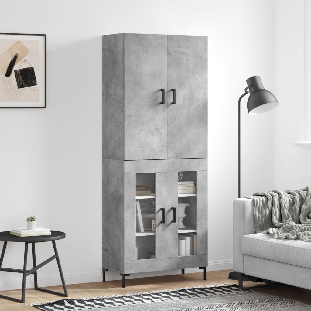 Kumode, betona pelēka krāsa, 69,5x34x180cm, apstrādāta koksne