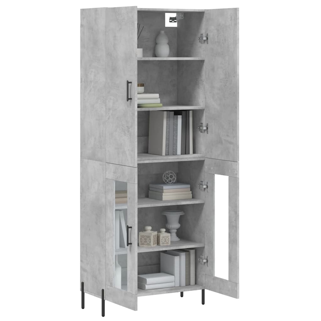 Chest of drawers, concrete grey, 69.5x34x180cm, engineered wood