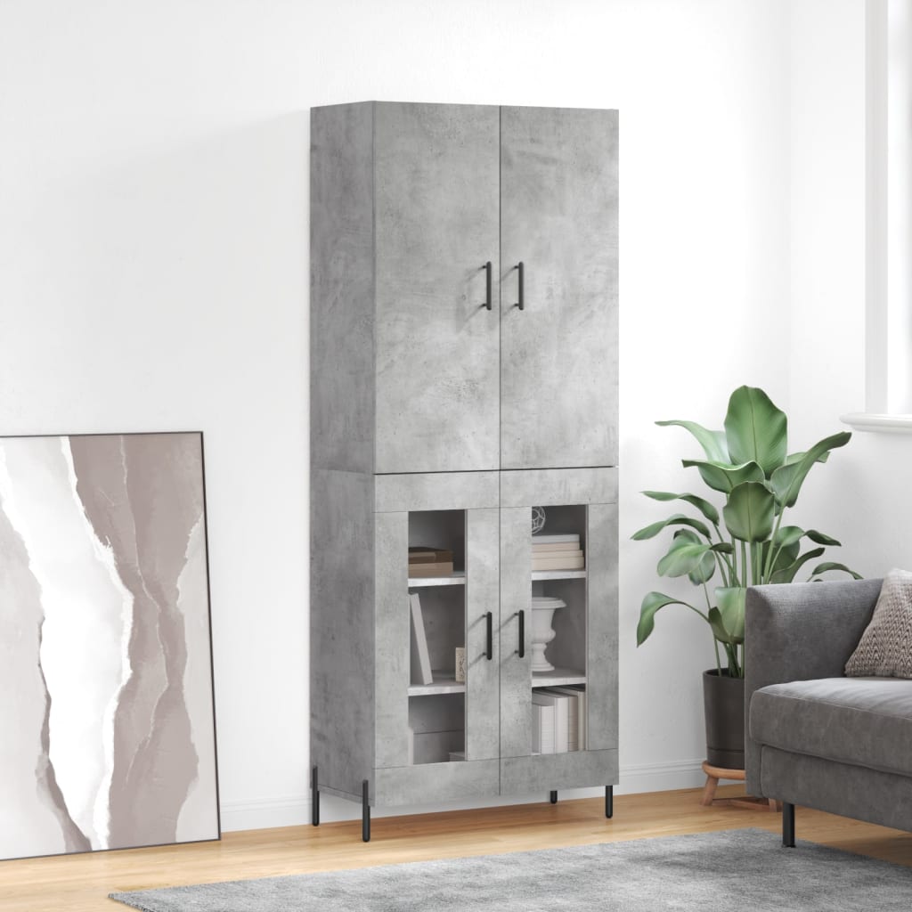 Chest of drawers, concrete grey, 69.5x34x180cm, engineered wood